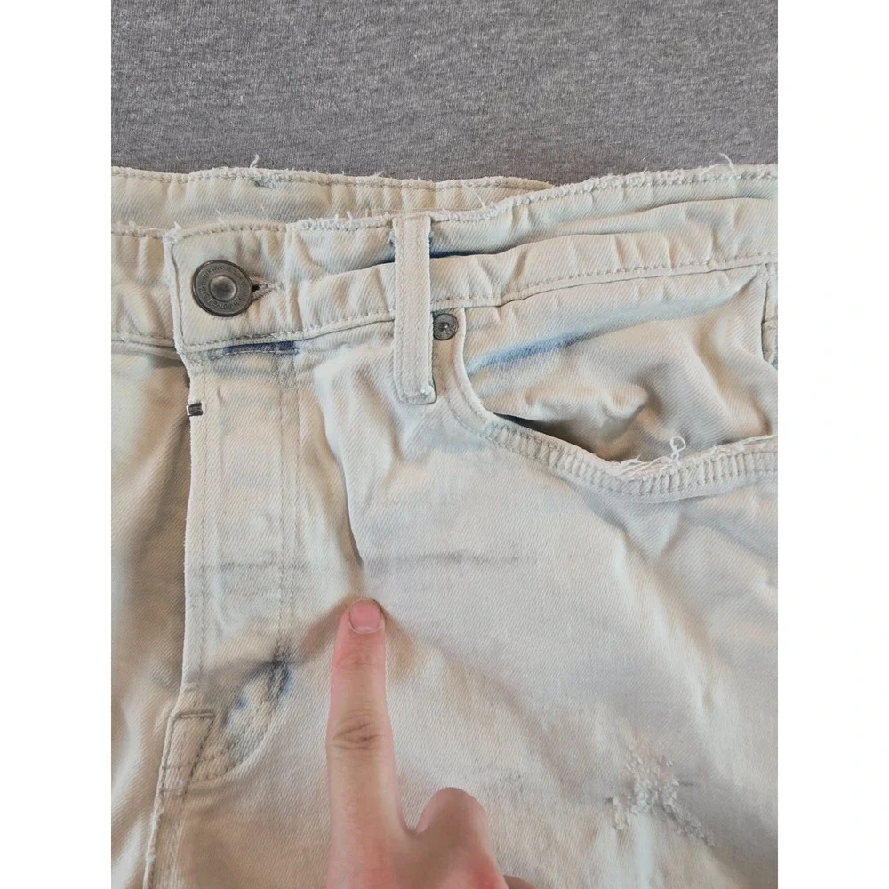 Allsaints Rex Damaged Jeans 33x33 White‎ Distressed Button Fly Denim